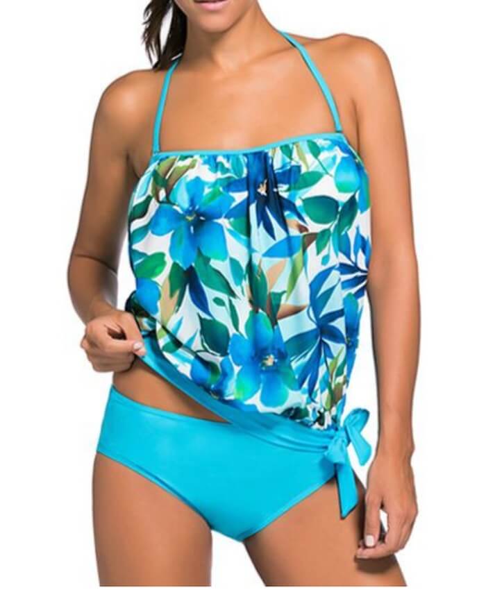 Halter Neck Printed Top and Panty Swimwear